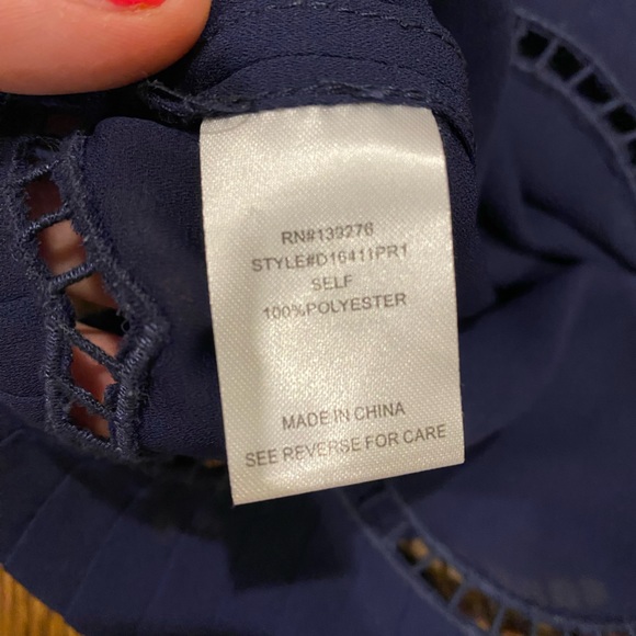 Daniel Rainn Navy Blouse Size Small - Picture 3 of 5